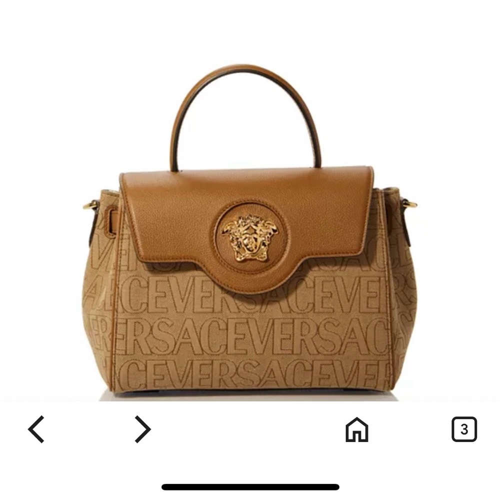 Versace Brown Satchel with Medusa Hardware